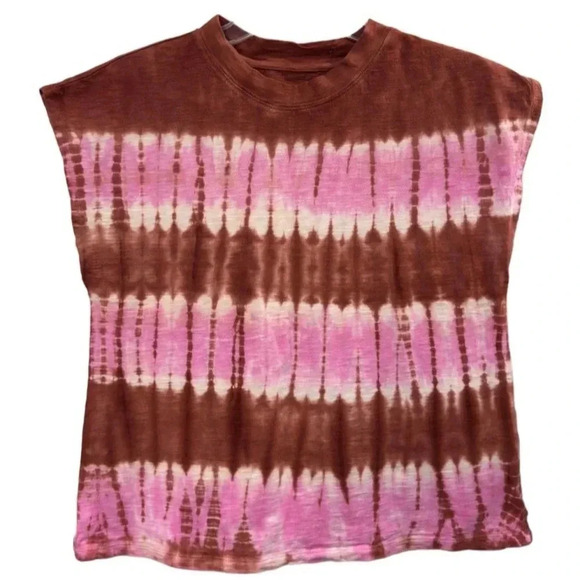 Universal Thread Women's M Sleeveless Tie-Dye Graphic Tee Pink Brown Cotton - Picture 2 of 4
